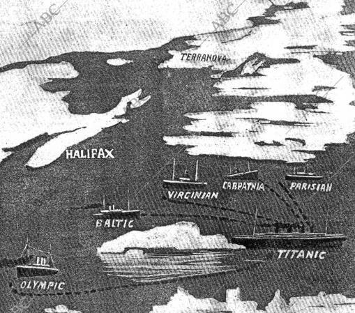 Gráfico que reprodujo el accidente del Titanic y que fue publicado en portada por ABC